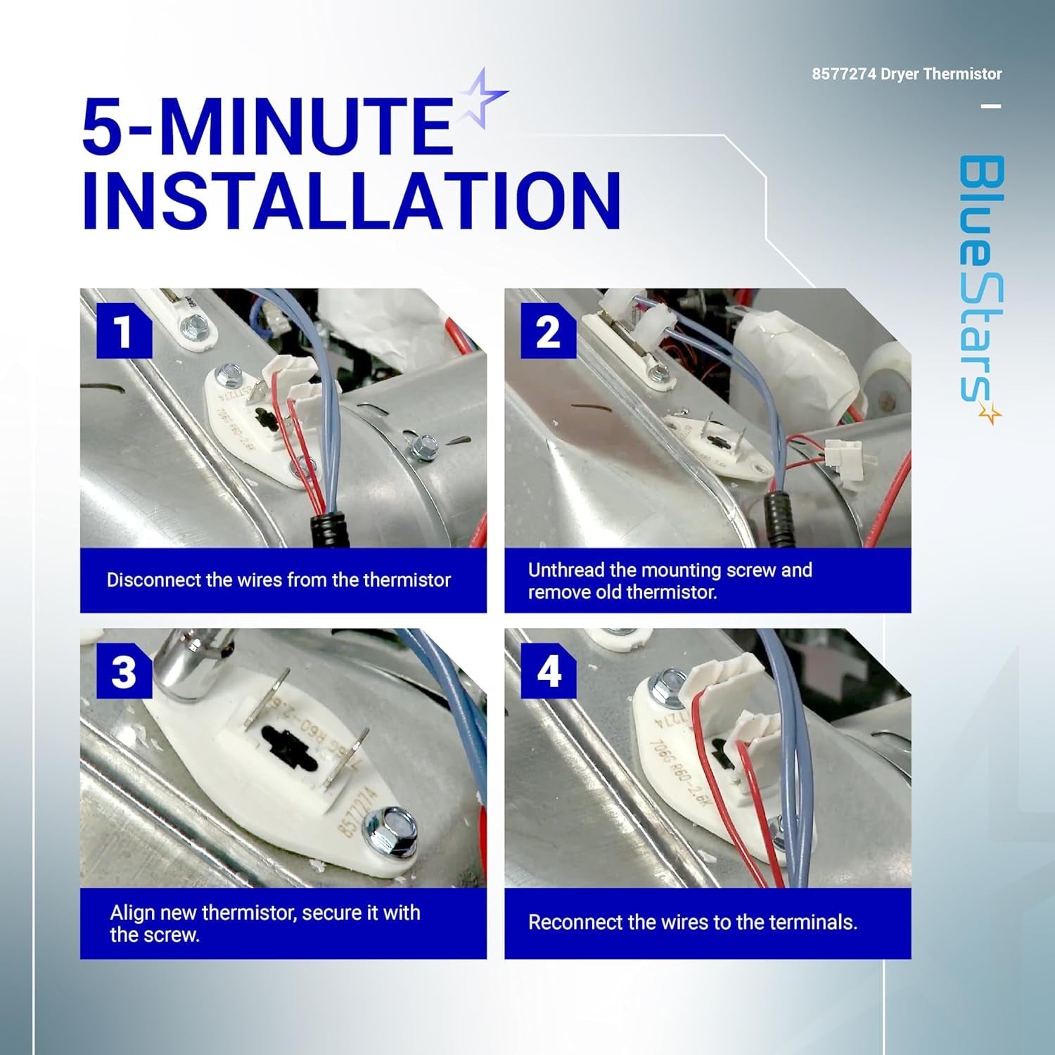 Bluestars 8577274 Dryer Thermistor - Compatible with Whirlpool, Kenmore, and Kitchenaid Models - Replaces 3976615, AP3919451, WP8577274, PS993287, and 3390292 - Simple Installation - by BlueStars | PAWFECTWORLDS | Appliances, Dryer Parts & Accessories, Parts & Accessories