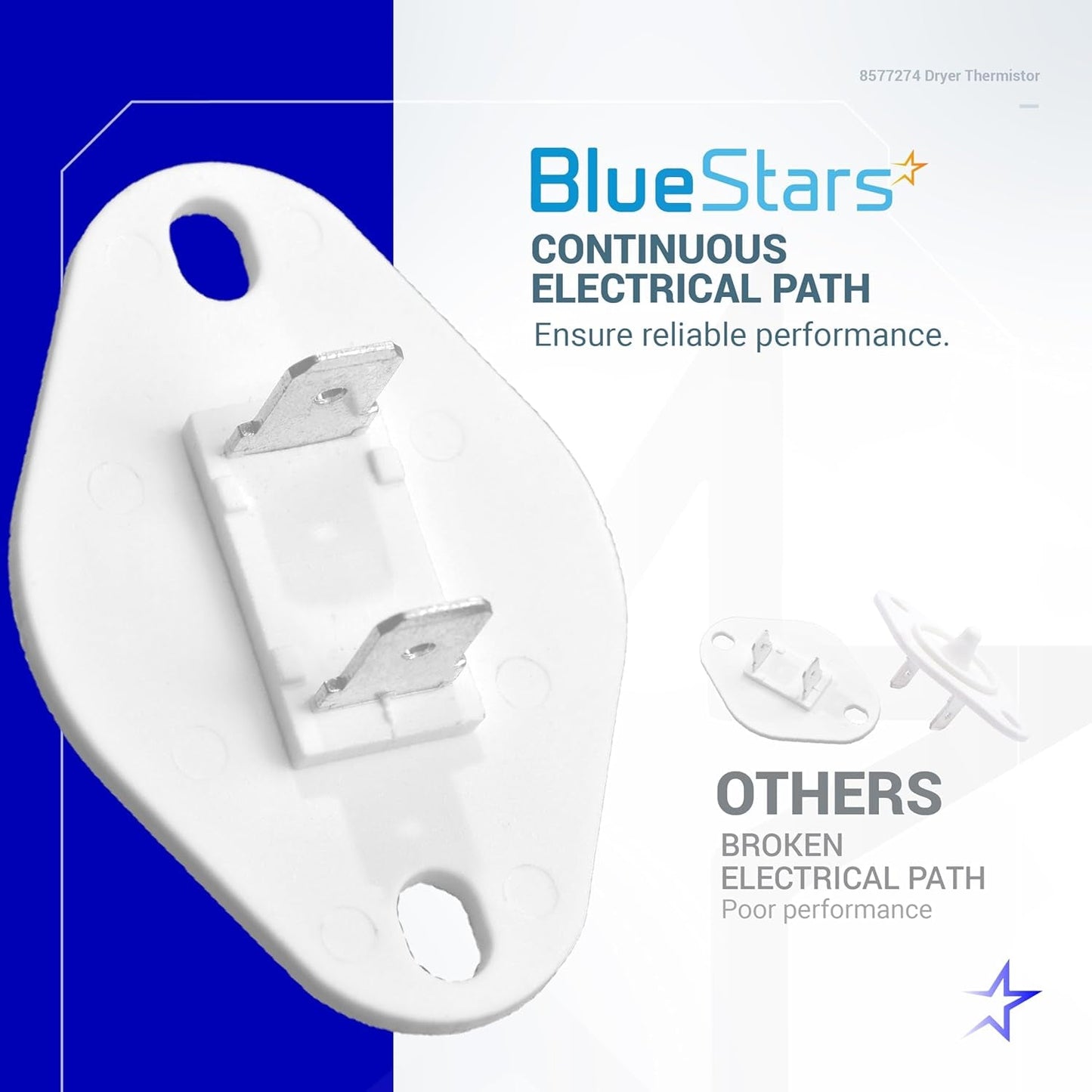 Bluestars 8577274 Dryer Thermistor - Compatible with Whirlpool, Kenmore, and Kitchenaid Models - Replaces 3976615, AP3919451, WP8577274, PS993287, and 3390292 - Simple Installation - by BlueStars | PAWFECTWORLDS | Appliances, Dryer Parts & Accessories, Parts & Accessories