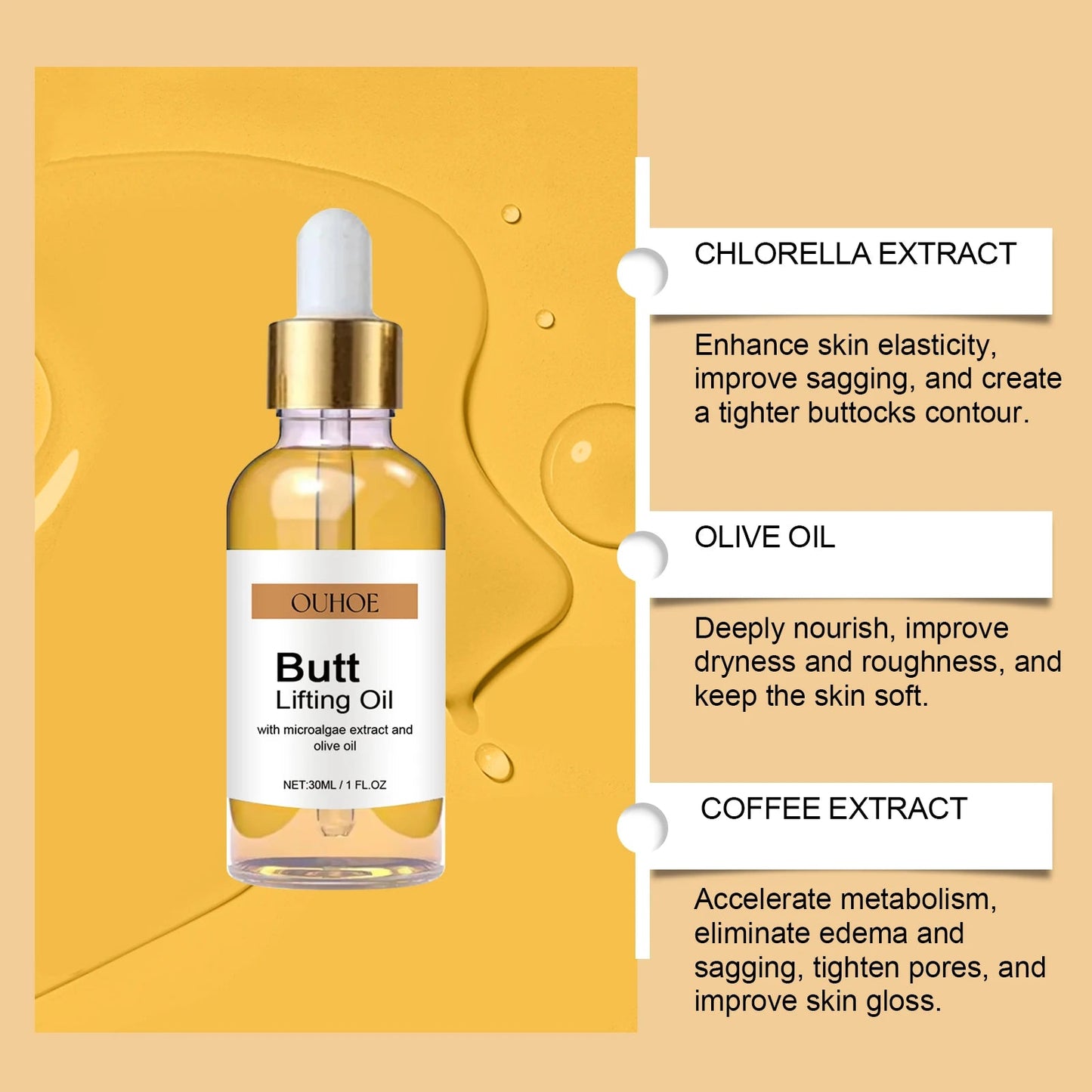 Buttock Enlargement Oil Hip Lifting Growth Firming Nourishing Moisturize Skin Tighten Pores Enhance Elasticity Body Massage Care - by PAWFECTWORLDS | PAWFECTWORLDS | , ,