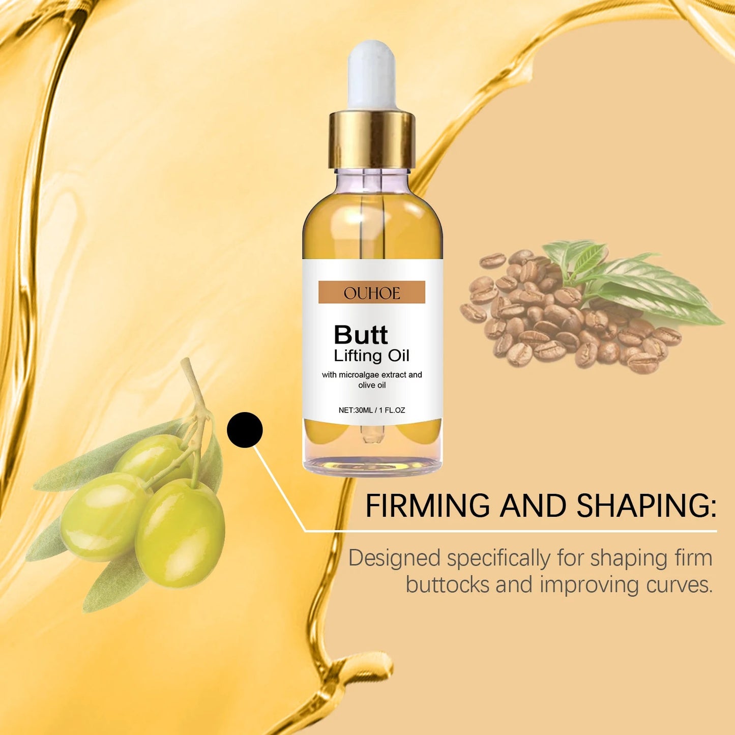 Buttock Enlargement Oil Hip Lifting Growth Firming Nourishing Moisturize Skin Tighten Pores Enhance Elasticity Body Massage Care - by PAWFECTWORLDS | PAWFECTWORLDS | , ,