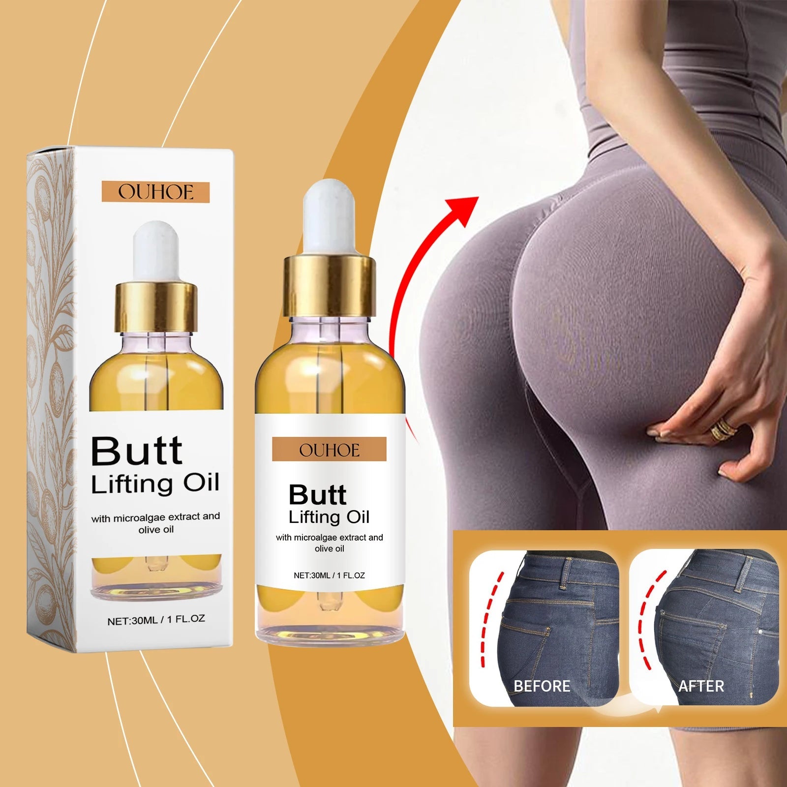 Buttock Enlargement Oil Hip Lifting Growth Firming Nourishing Moisturize Skin Tighten Pores Enhance Elasticity Body Massage Care - by PAWFECTWORLDS | PAWFECTWORLDS | , ,