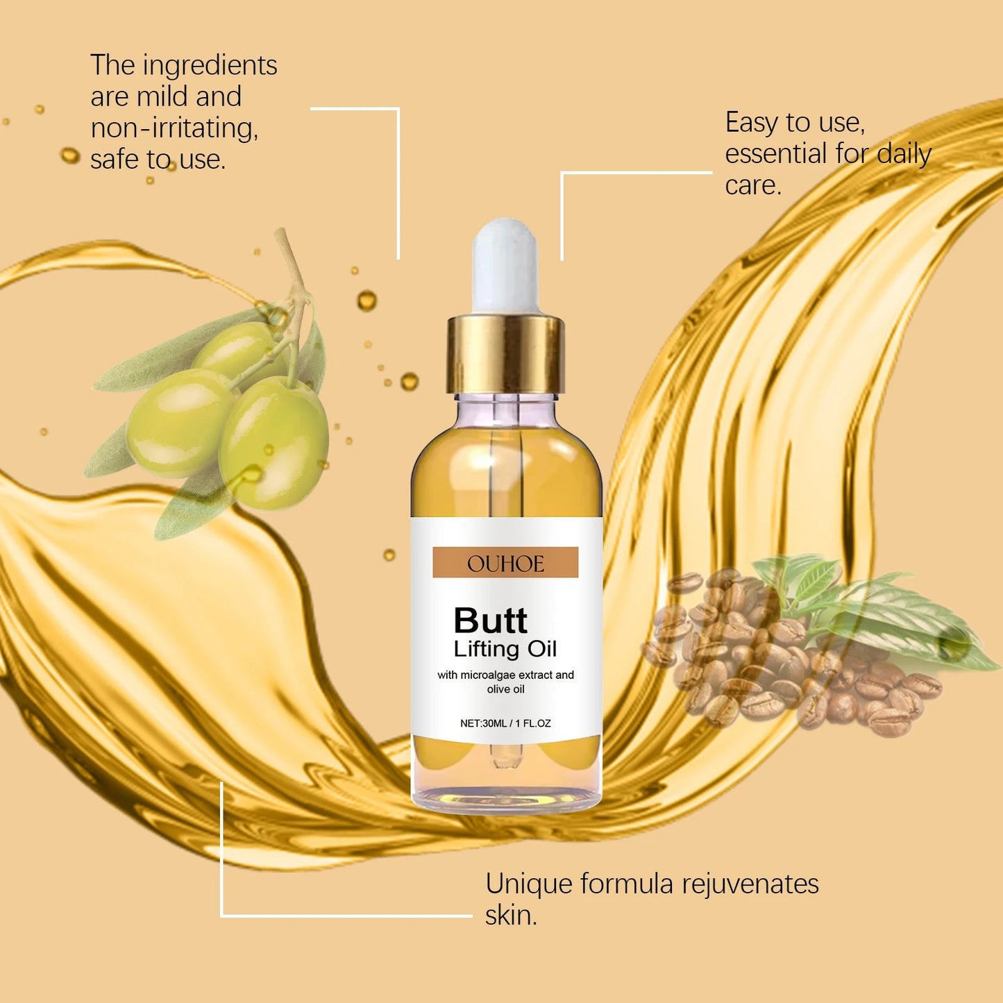 Buttock Enlargement Oil Hip Lifting Growth Firming Nourishing Moisturize Skin Tighten Pores Enhance Elasticity Body Massage Care - by PAWFECTWORLDS | PAWFECTWORLDS | , ,
