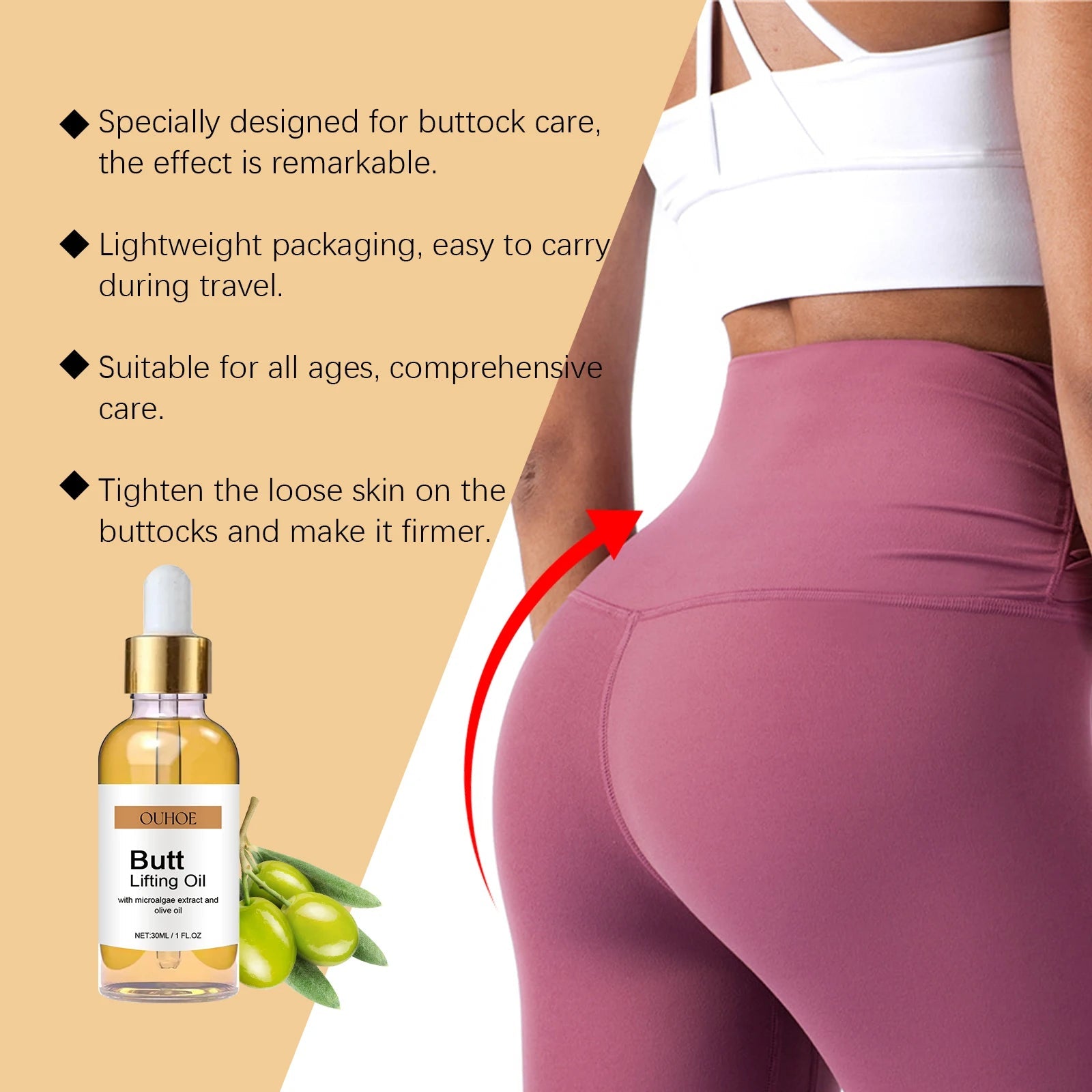 Buttock Enlargement Oil Hip Lifting Growth Firming Nourishing Moisturize Skin Tighten Pores Enhance Elasticity Body Massage Care - by PAWFECTWORLDS | PAWFECTWORLDS | , ,