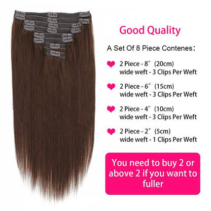 Clip in Hair Extensions 4 Brown Hair Real Human Hair Double Weft 8Pcs Hair Extensions Clip Ins Straight Human Hair for Woman - by Angelove | PAWFECTWORLDS | Hair Extensions & Wigs, Human Hair (For White), Human Hair Extensions