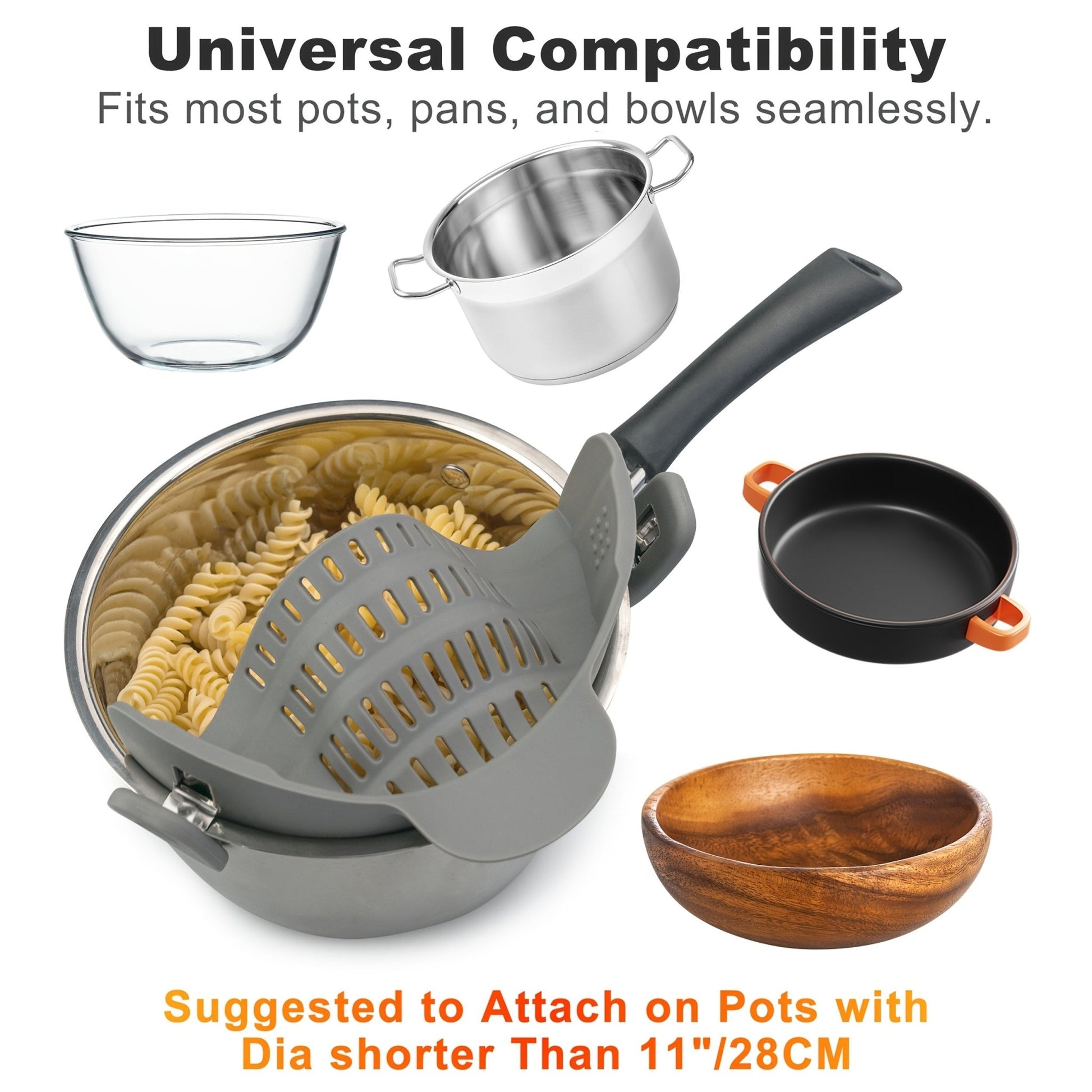 [Clip - On Strainer] 1pc ABERZEY Clip - On Strainer for Pots & Pans - Durable Plastic Kitchen Colander for Pasta, Meat, Vegetables, Fruits - Easy Drainage & Compact Design, Strainer for Pasta, Vegetable Preparation, Modern Kitche - by PAWFECTWORLDS | PAWFECTWORLDS | , ,