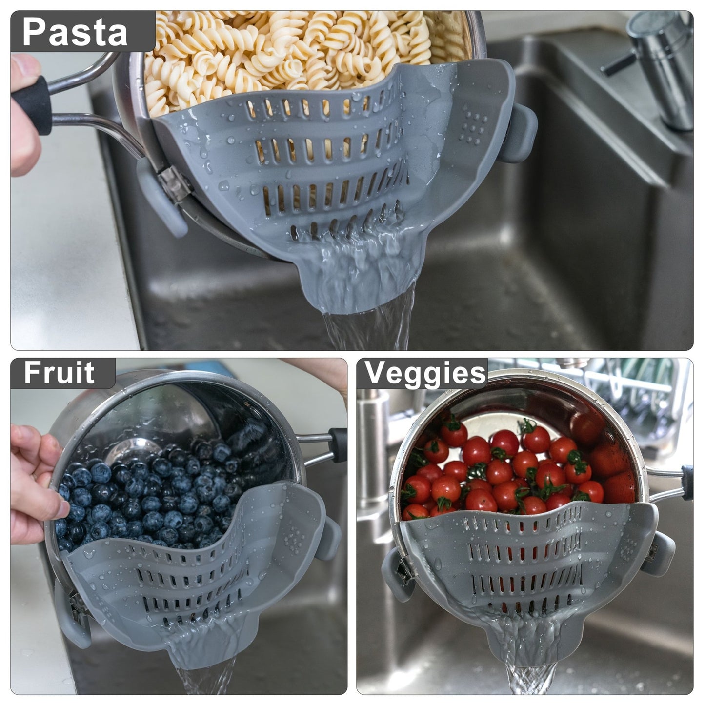 [Clip - On Strainer] 1pc ABERZEY Clip - On Strainer for Pots & Pans - Durable Plastic Kitchen Colander for Pasta, Meat, Vegetables, Fruits - Easy Drainage & Compact Design, Strainer for Pasta, Vegetable Preparation, Modern Kitche - by PAWFECTWORLDS | PAWFECTWORLDS | , ,