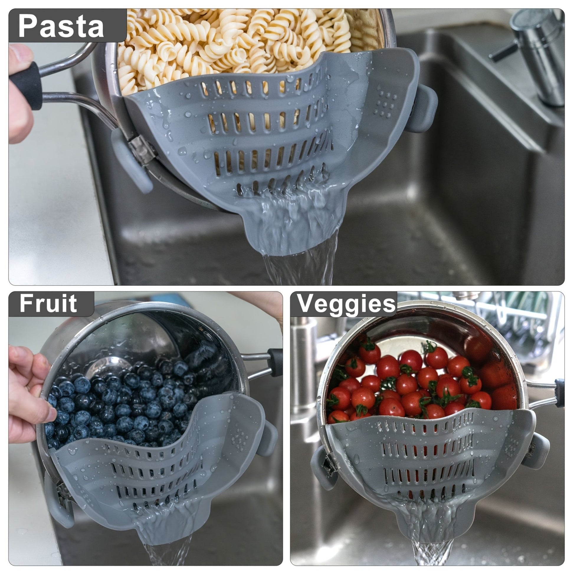 [Clip - On Strainer] 1pc ABERZEY Clip - On Strainer for Pots & Pans - Durable Plastic Kitchen Colander for Pasta, Meat, Vegetables, Fruits - Easy Drainage & Compact Design, Strainer for Pasta, Vegetable Preparation, Modern Kitche - by PAWFECTWORLDS | PAWFECTWORLDS | , ,