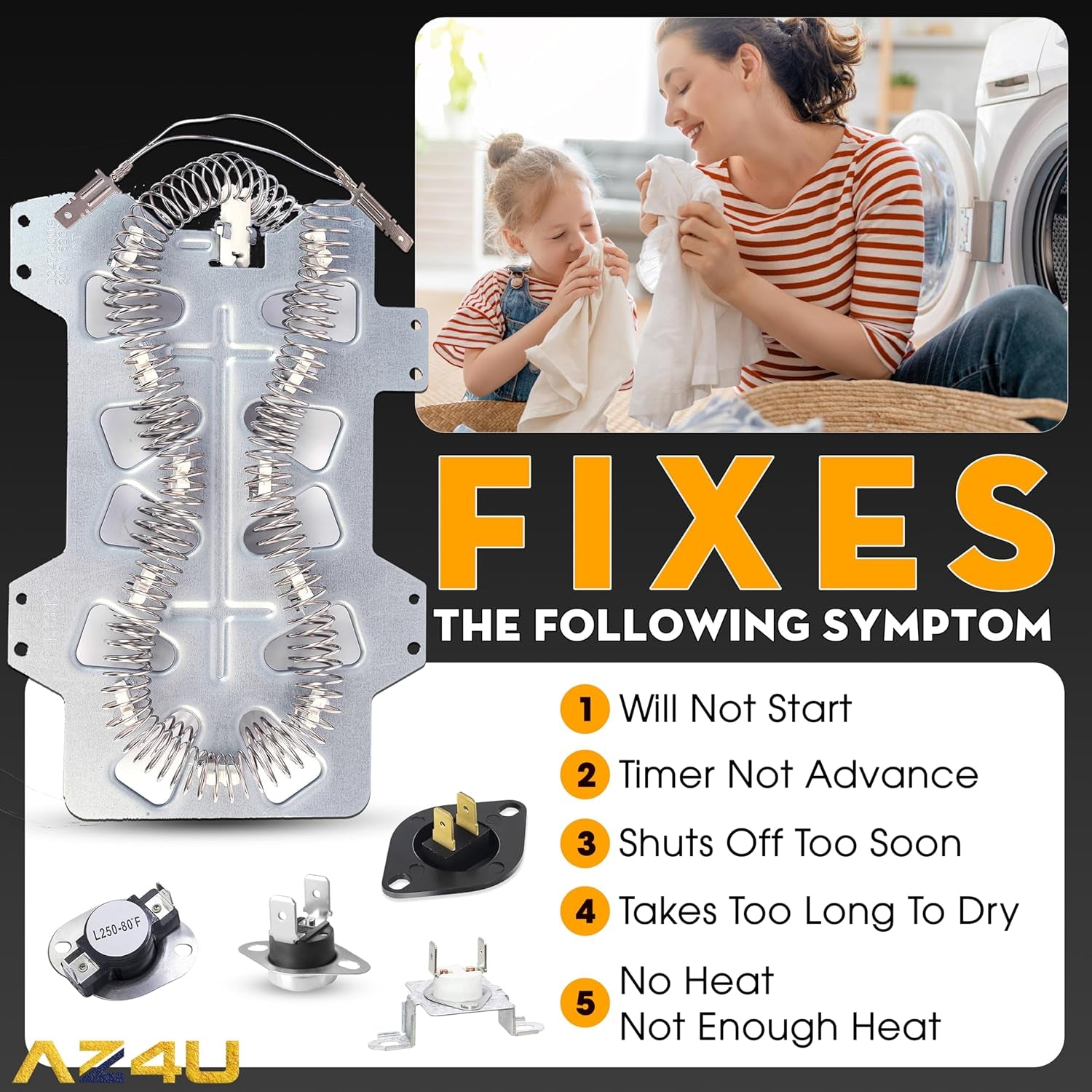 Dryer Heating Element Assembly Replaces for Samsung DV42H5200EP/A3 DV42H5200EF/A3 DV5451AEW/XAA DV40J3000EW/A2 DVE50R5400V/A3 DV219AEW/XAA DV395ETPASU/A1 DV448AEP/XAA DV350AEW/XAA DV330AEB/XAA - by AZ4U | PAWFECTWORLDS | Appliances, Dryer Parts & Accessories, Parts & Accessories