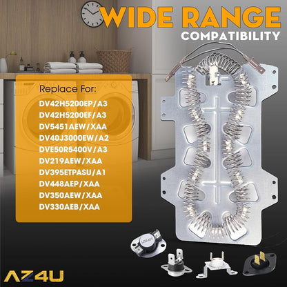Dryer Heating Element Assembly Replaces for Samsung DV42H5200EP/A3 DV42H5200EF/A3 DV5451AEW/XAA DV40J3000EW/A2 DVE50R5400V/A3 DV219AEW/XAA DV395ETPASU/A1 DV448AEP/XAA DV350AEW/XAA DV330AEB/XAA - by AZ4U | PAWFECTWORLDS | Appliances, Dryer Parts & Accessories, Parts & Accessories