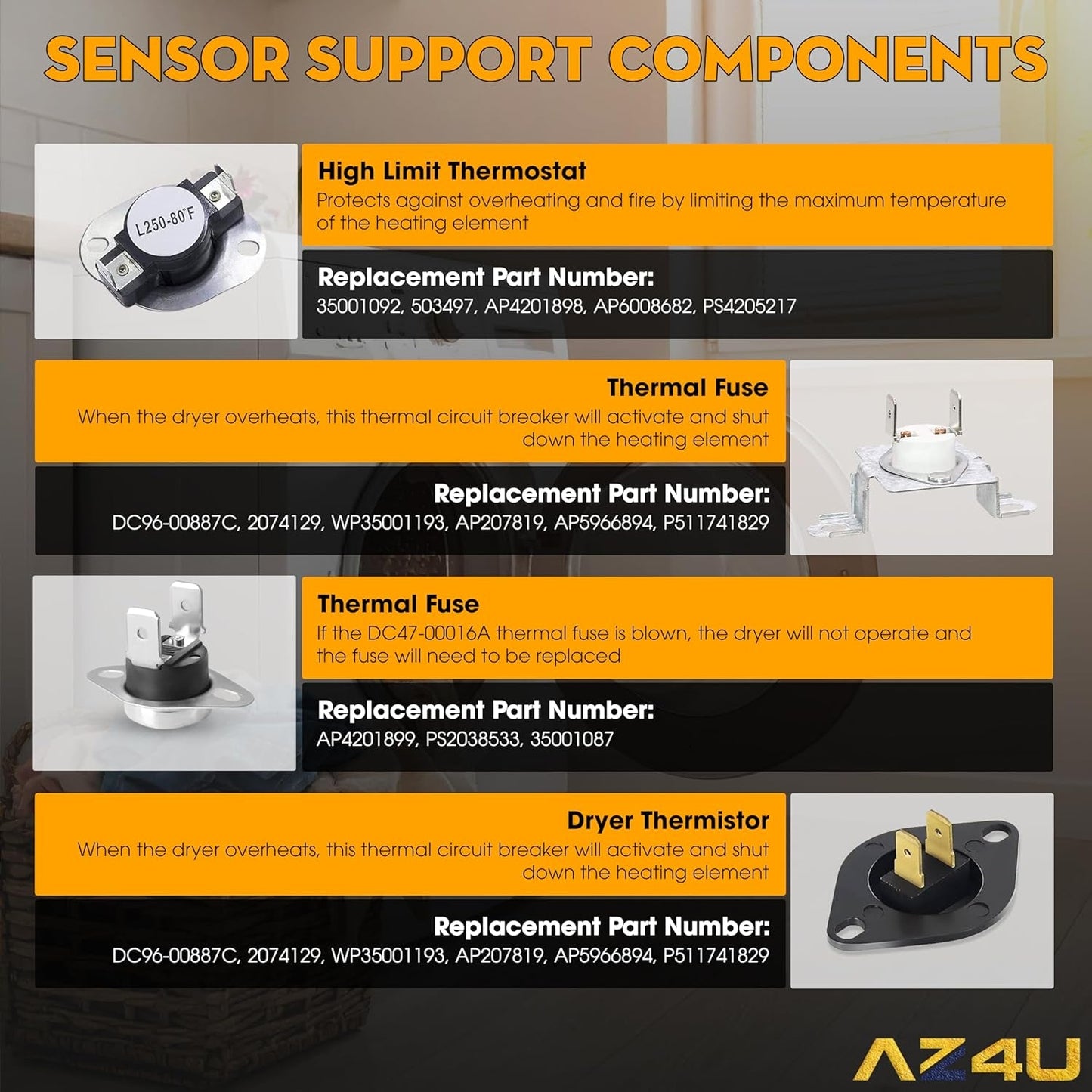 Dryer Heating Element Assembly Replaces for Samsung DV42H5200EP/A3 DV42H5200EF/A3 DV5451AEW/XAA DV40J3000EW/A2 DVE50R5400V/A3 DV219AEW/XAA DV395ETPASU/A1 DV448AEP/XAA DV350AEW/XAA DV330AEB/XAA - by AZ4U | PAWFECTWORLDS | Appliances, Dryer Parts & Accessories, Parts & Accessories