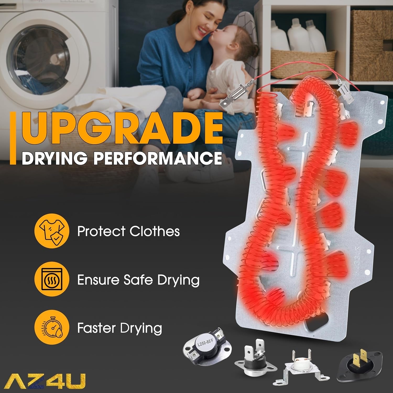 Dryer Heating Element Assembly Replaces for Samsung DV42H5200EP/A3 DV42H5200EF/A3 DV5451AEW/XAA DV40J3000EW/A2 DVE50R5400V/A3 DV219AEW/XAA DV395ETPASU/A1 DV448AEP/XAA DV350AEW/XAA DV330AEB/XAA - by AZ4U | PAWFECTWORLDS | Appliances, Dryer Parts & Accessories, Parts & Accessories