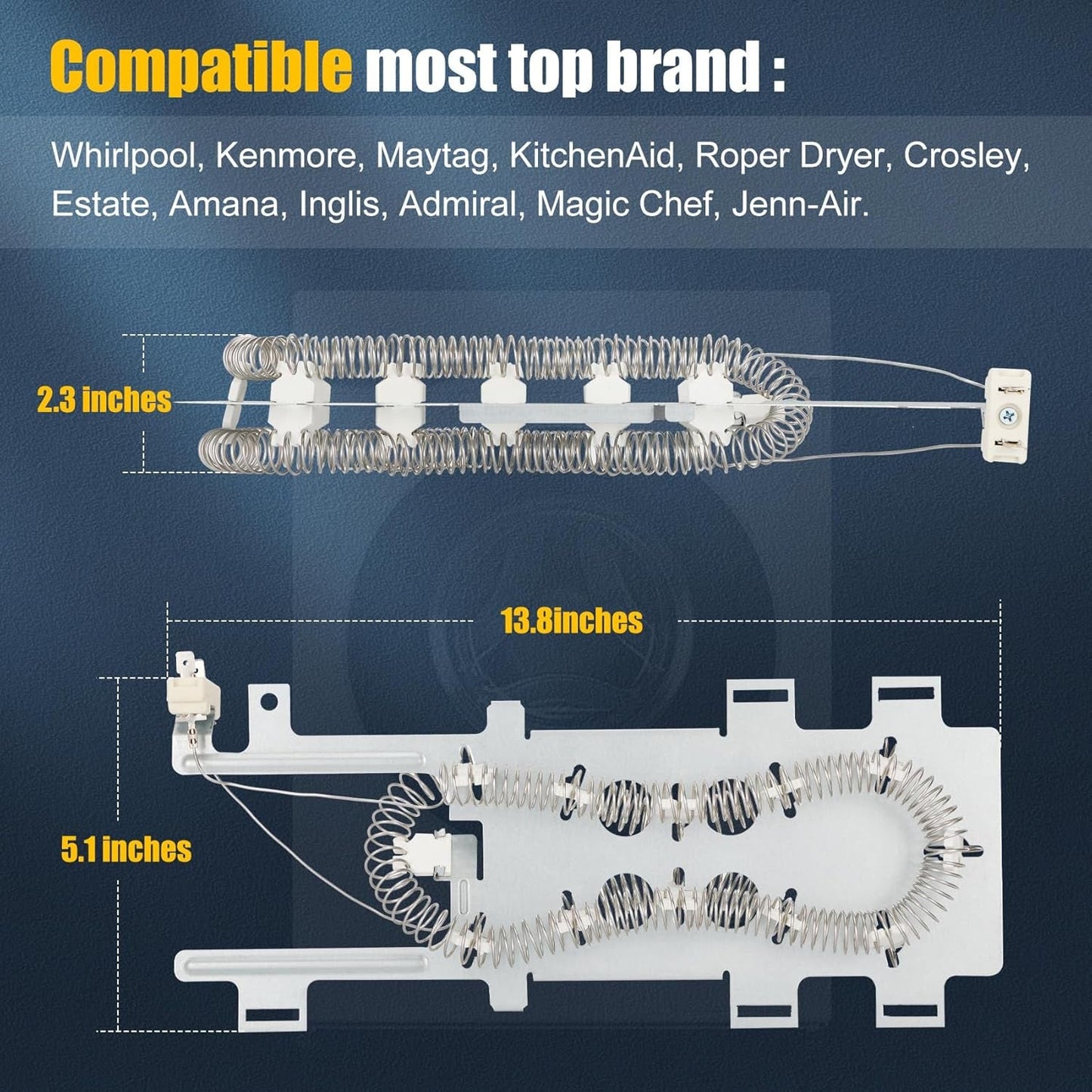 Dryer Heating Element Upgrade 8544771 with Thermostat Cut Off 279816 and Thermal Fuse 279973 3392519 Compatible with Maytag, Kenmore, KitchenAid, Whirlpool and More - by SUMNEW | PAWFECTWORLDS | Appliances, Dryer Parts & Accessories, Parts & Accessories