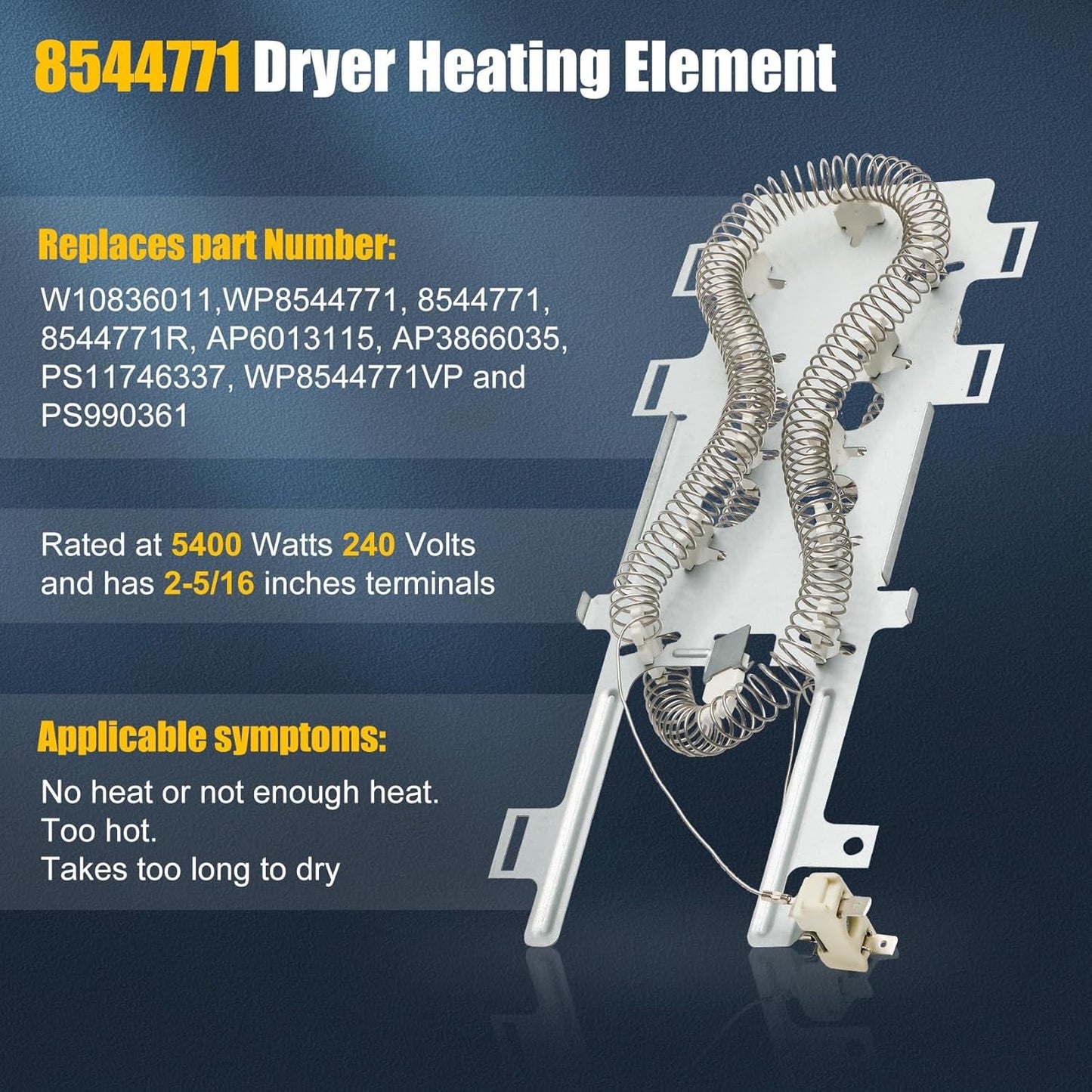 Dryer Heating Element Upgrade 8544771 with Thermostat Cut Off 279816 and Thermal Fuse 279973 3392519 Compatible with Maytag, Kenmore, KitchenAid, Whirlpool and More - by SUMNEW | PAWFECTWORLDS | Appliances, Dryer Parts & Accessories, Parts & Accessories
