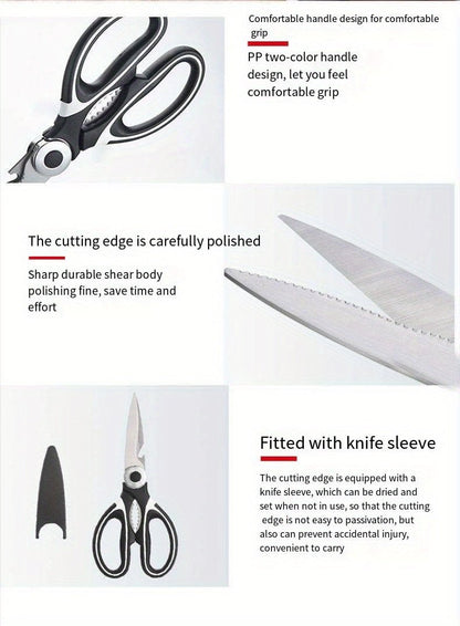Durable Stainless Steel Kitchen Shears (420) – Sharp Blades and Ergonomic Handles for Easy Chicken, Duck, or Fish Cutting. Ideal for Cooking, Baking, and Meal Prep. High - Quality and Elegant Kitchen Utensil - by PAWFECTWORLDS | PAWFECTWORLDS | , ,