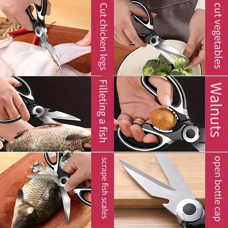 Durable Stainless Steel Kitchen Shears (420) – Sharp Blades and Ergonomic Handles for Easy Chicken, Duck, or Fish Cutting. Ideal for Cooking, Baking, and Meal Prep. High - Quality and Elegant Kitchen Utensil - by PAWFECTWORLDS | PAWFECTWORLDS | , ,