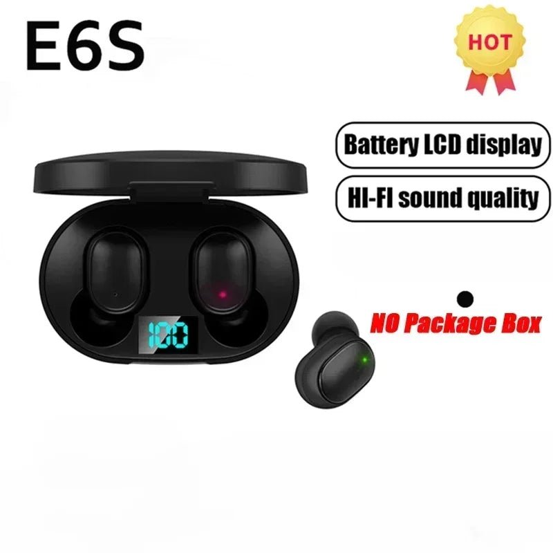 E6S Wireless Bluetooth Earphones TWS Bluetooth Headset Wireless Earbuds Noise Cancelling Earphones with Microphone Headphones - by PAWFECTWORLDS | PAWFECTWORLDS | , ,