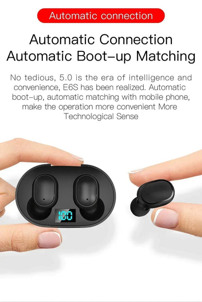 E6S Wireless Bluetooth Earphones TWS Bluetooth Headset Wireless Earbuds Noise Cancelling Earphones with Microphone Headphones - by PAWFECTWORLDS | PAWFECTWORLDS | , ,
