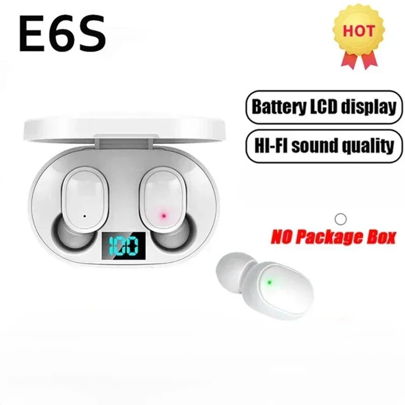 E6S Wireless Bluetooth Earphones TWS Bluetooth Headset Wireless Earbuds Noise Cancelling Earphones with Microphone Headphones - by PAWFECTWORLDS | PAWFECTWORLDS | , ,
