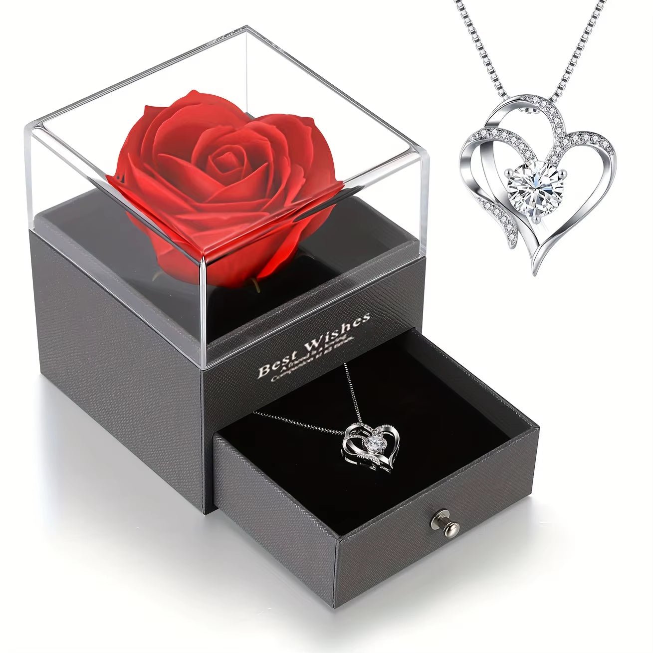 Rose Box & Heart Necklace Set - Ideal for Gifts - Anniversary, Birthday, Mothers Day - by other | PAWFECTWORLDS | Fashion Jewelry, Jewelry & Accessories, Necklace