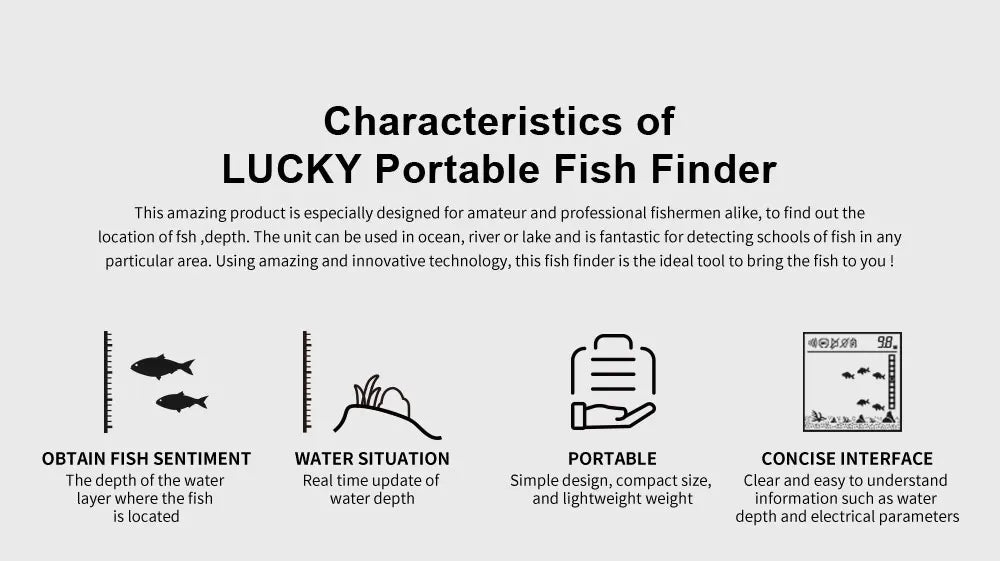 FFC1108 - 1 Alarm 100M Portable Sonar Fish Finders 45 degrees Sonar Coverage Echo Sounder Alarm Transducer Lake Sea Fishing - by PAWFECTWORLDS | PAWFECTWORLDS | , ,