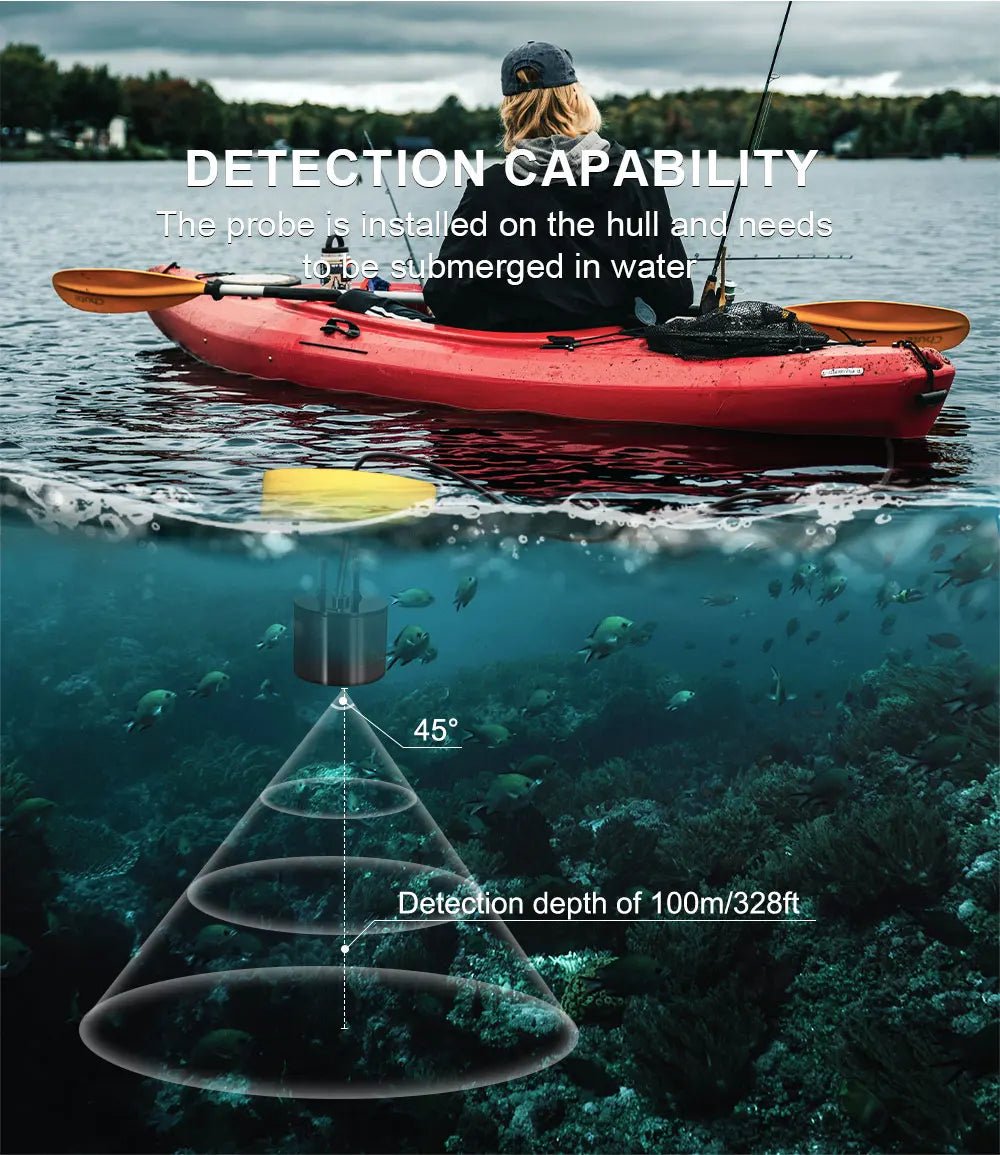 FFC1108 - 1 Alarm 100M Portable Sonar Fish Finders 45 degrees Sonar Coverage Echo Sounder Alarm Transducer Lake Sea Fishing - by PAWFECTWORLDS | PAWFECTWORLDS | , ,