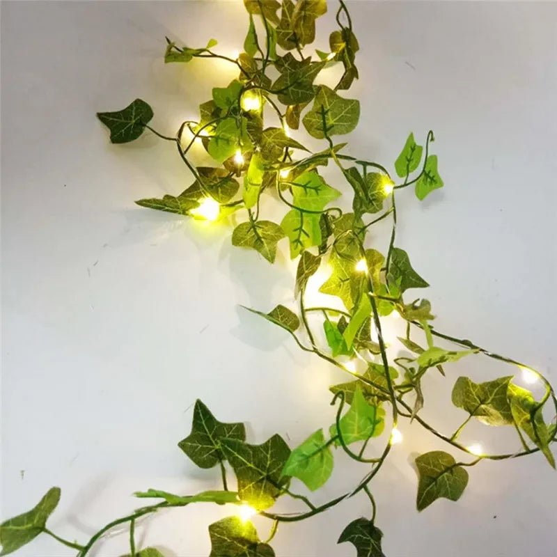 Flower Green Leaf String Lights Artificial Vine Fairy Lights Battery Powered Christmas Tree Garland Light for Weeding Home Decor - by PAWFECTWORLDS | PAWFECTWORLDS | , ,