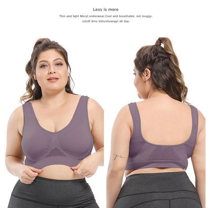 [Gentle Care] Plus Size Seamless Sports Bra for Women - Purple, Breathable Mesh Fabric, Push - Up with Removable Pads, Comfort Fit Vest Style, Sizes 36XL to 40XL, Plus Size Bra - by PAWFECTWORLDS | PAWFECTWORLDS | , ,