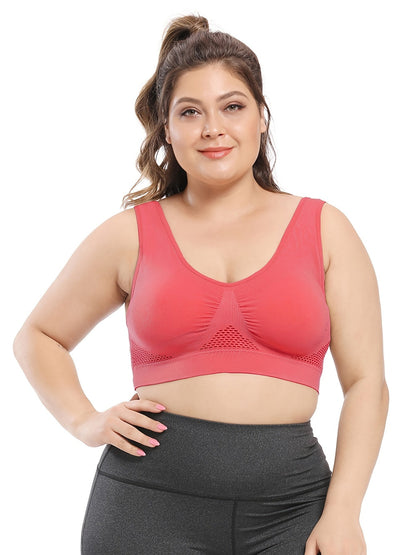 [Gentle Care] Plus Size Seamless Sports Bra for Women - Purple, Breathable Mesh Fabric, Push - Up with Removable Pads, Comfort Fit Vest Style, Sizes 36XL to 40XL, Plus Size Bra - by PAWFECTWORLDS | PAWFECTWORLDS | , ,