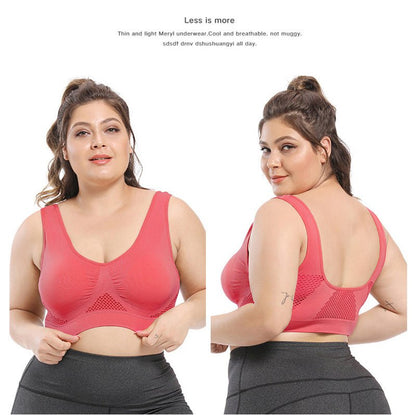 [Gentle Care] Plus Size Seamless Sports Bra for Women - Purple, Breathable Mesh Fabric, Push - Up with Removable Pads, Comfort Fit Vest Style, Sizes 36XL to 40XL, Plus Size Bra - PAWFECTWORLDS