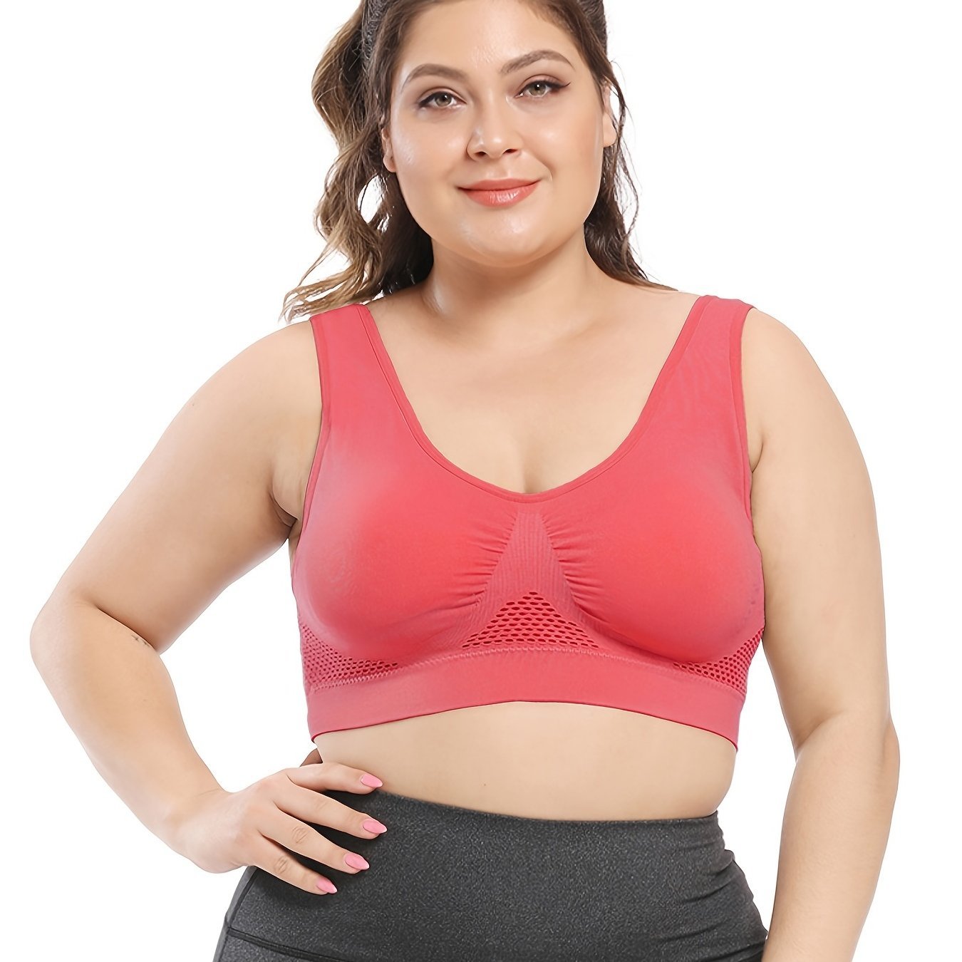 [Gentle Care] Plus Size Seamless Sports Bra for Women - Purple, Breathable Mesh Fabric, Push - Up with Removable Pads, Comfort Fit Vest Style, Sizes 36XL to 40XL, Plus Size Bra - by PAWFECTWORLDS | PAWFECTWORLDS | , ,