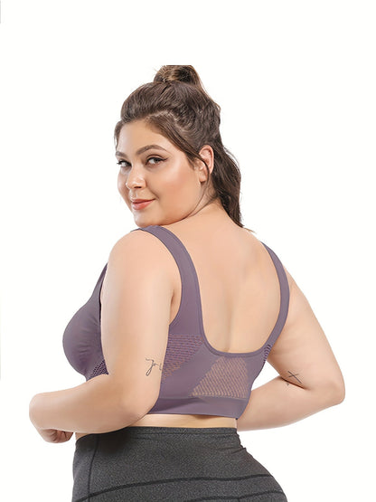 [Gentle Care] Plus Size Seamless Sports Bra for Women - Purple, Breathable Mesh Fabric, Push - Up with Removable Pads, Comfort Fit Vest Style, Sizes 36XL to 40XL, Plus Size Bra - by PAWFECTWORLDS | PAWFECTWORLDS | , ,