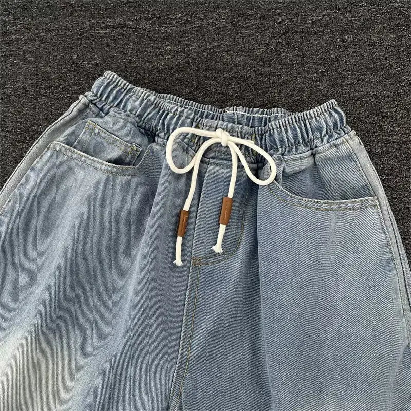 Jeans Men 2025 Spring Autumn American Style Vintage Loose Straight Leg Long Pants Men's Youth Popular Drawstring Wide Leg Pants - by PAWFECTWORLDS | PAWFECTWORLDS | , ,