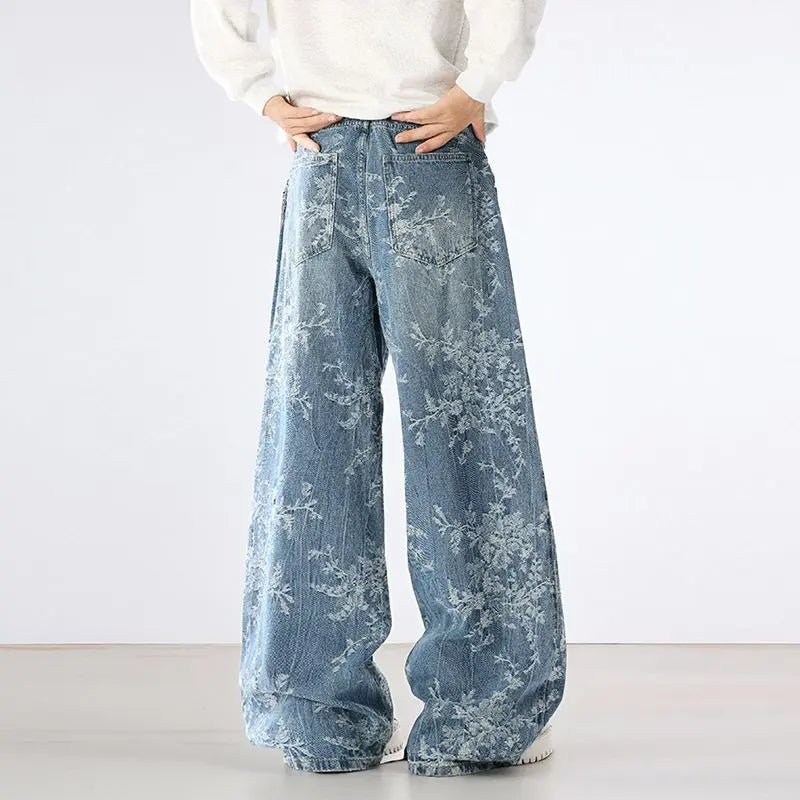Jeans Men Wide Leg Jeans Male Loose Straight Embroidery Denim Pants Autumn Harajuku Vintage Jean Trousers Streetwear Clothes New - by PAWFECTWORLDS | PAWFECTWORLDS | , ,