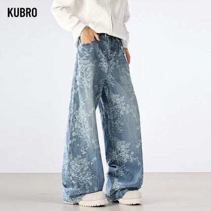 Jeans Men Wide Leg Jeans Male Loose Straight Embroidery Denim Pants Autumn Harajuku Vintage Jean Trousers Streetwear Clothes New - by PAWFECTWORLDS | PAWFECTWORLDS | , ,