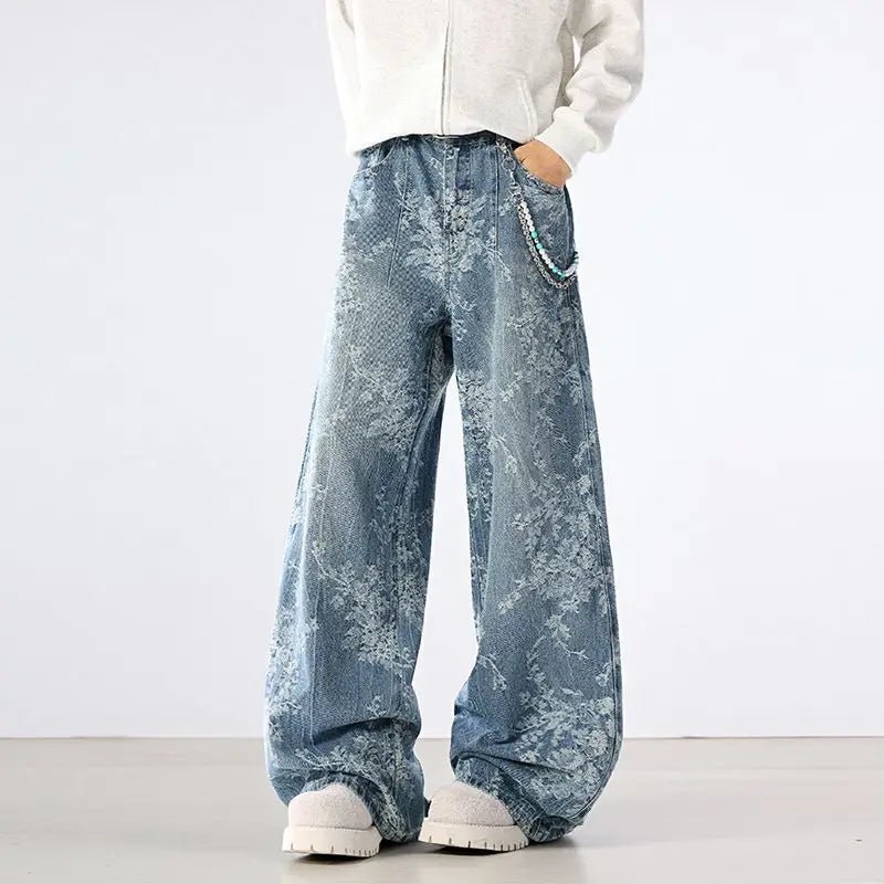 Jeans Men Wide Leg Jeans Male Loose Straight Embroidery Denim Pants Autumn Harajuku Vintage Jean Trousers Streetwear Clothes New - by PAWFECTWORLDS | PAWFECTWORLDS | , ,