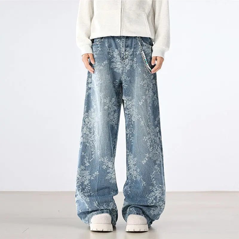 Jeans Men Wide Leg Jeans Male Loose Straight Embroidery Denim Pants Autumn Harajuku Vintage Jean Trousers Streetwear Clothes New - by PAWFECTWORLDS | PAWFECTWORLDS | , ,
