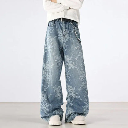 Jeans Men Wide Leg Jeans Male Loose Straight Embroidery Denim Pants Autumn Harajuku Vintage Jean Trousers Streetwear Clothes New - by PAWFECTWORLDS | PAWFECTWORLDS | , ,