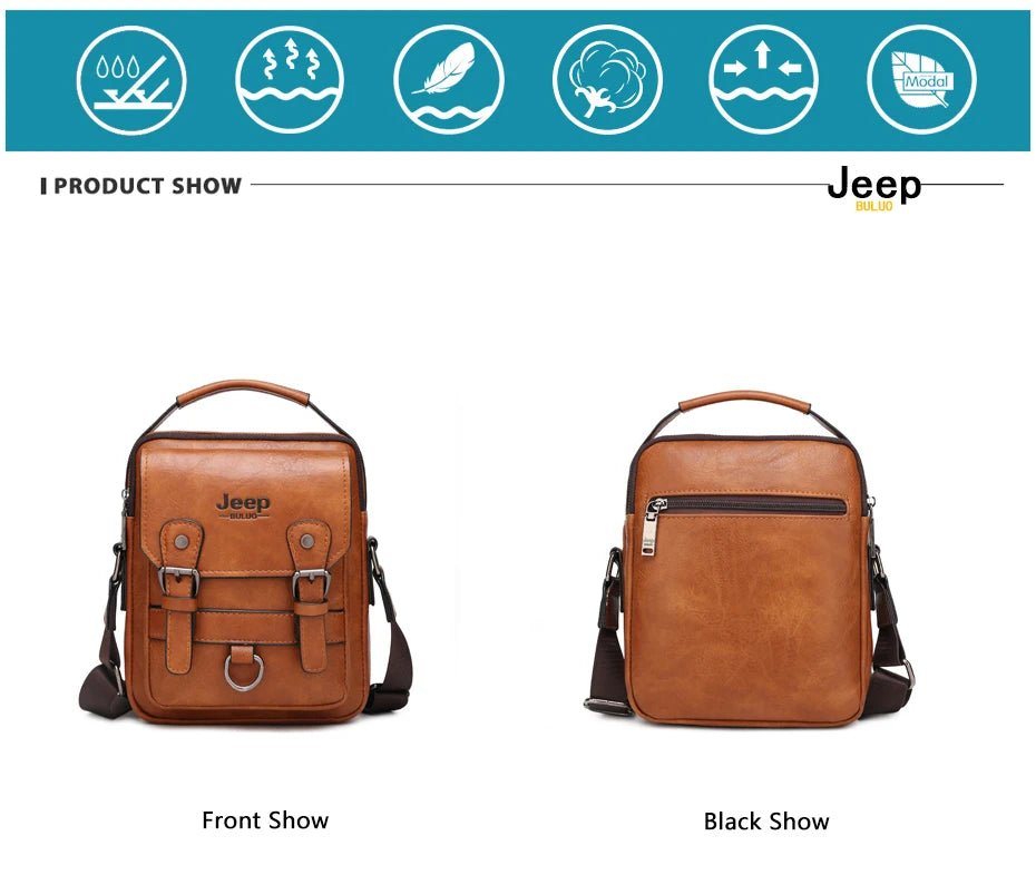 JEEP BULUO Multi - function Business Handbags Men New Man's Shoulder Bag Large Capacity Leather Messenger Bag Crossbody Big Brand - by PAWFECTWORLDS | PAWFECTWORLDS | , ,