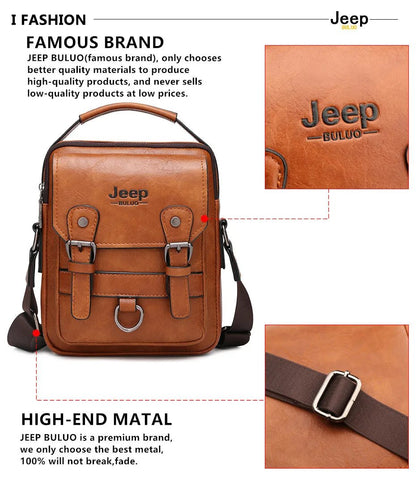 JEEP BULUO Multi - function Business Handbags Men New Man's Shoulder Bag Large Capacity Leather Messenger Bag Crossbody Big Brand - by PAWFECTWORLDS | PAWFECTWORLDS | , ,