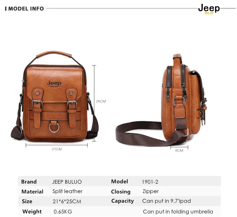 JEEP BULUO Multi - function Business Handbags Men New Man's Shoulder Bag Large Capacity Leather Messenger Bag Crossbody Big Brand - by PAWFECTWORLDS | PAWFECTWORLDS | , ,