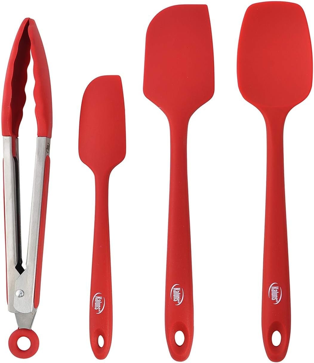 Kaluns Professional Silicone Spatula Set - 4 Heat - Resistant Rubber Spatulas (Up to 600°F), Nonstick Seamless Design with Stainless Steel Core, Dishwasher Safe, BPA Free, Includes Bonus Tongs - by Kaluns | PAWFECTWORLDS | Cooking Utensils, Home & Kitchen, Kitchen & Dining
