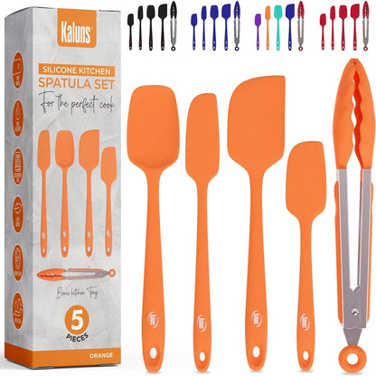Kaluns Professional Silicone Spatula Set - 4 Heat - Resistant Rubber Spatulas (Up to 600°F), Nonstick Seamless Design with Stainless Steel Core, Dishwasher Safe, BPA Free, Includes Bonus Tongs - by Kaluns | PAWFECTWORLDS | Cooking Utensils, Home & Kitchen, Kitchen & Dining