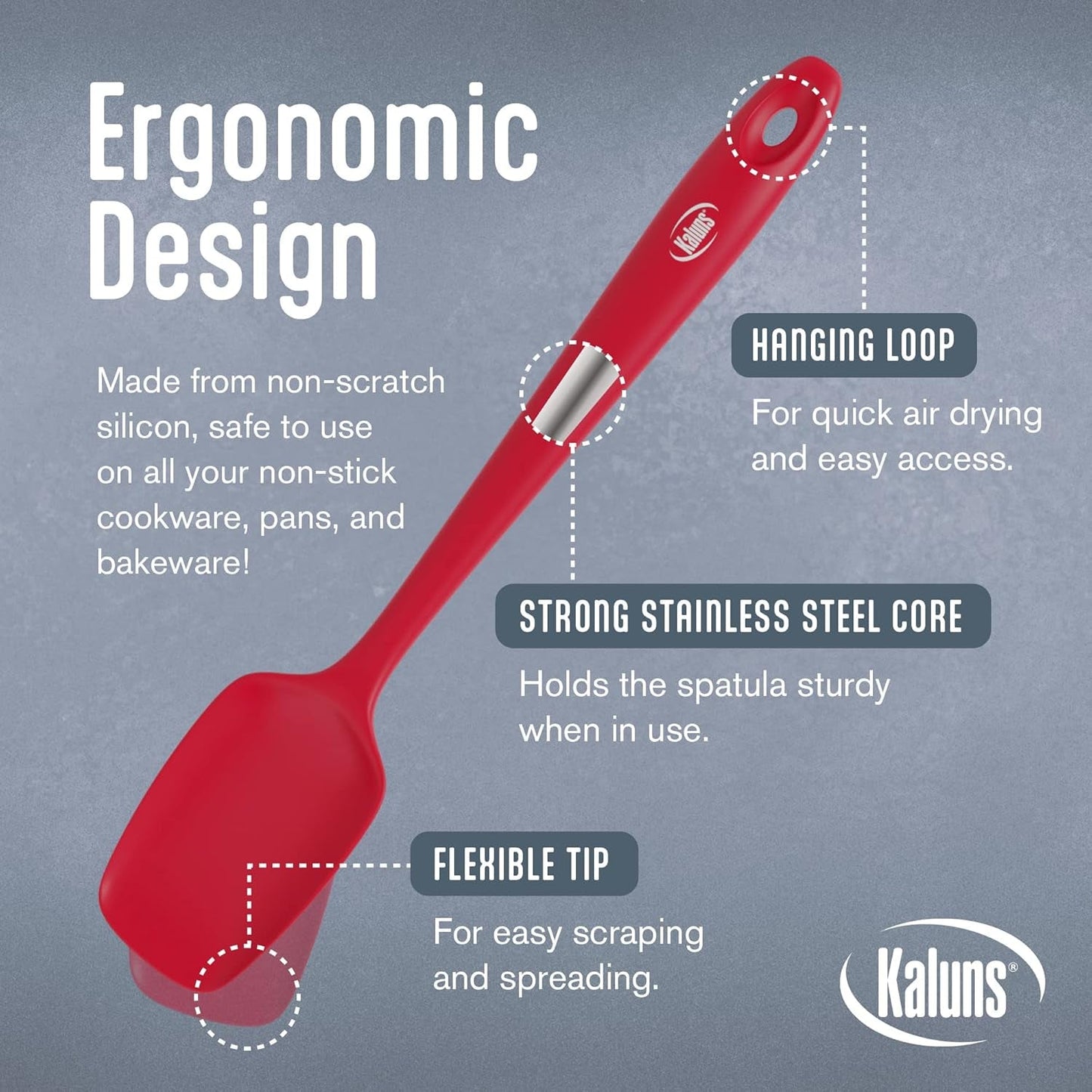 Kaluns Professional Silicone Spatula Set - 4 Heat - Resistant Rubber Spatulas (Up to 600°F), Nonstick Seamless Design with Stainless Steel Core, Dishwasher Safe, BPA Free, Includes Bonus Tongs - by Kaluns | PAWFECTWORLDS | Cooking Utensils, Home & Kitchen, Kitchen & Dining