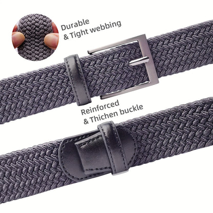 LCG LUCHENGYI Unisex Braided Elastic Belts - Stretch Woven Fabric with Square Buckle for Jeans, Golf Shirts, and Casual Wear - Black, Adjustable Fit, Structured Design, Structured Belt | Sleek Belt Design | Durable Belt Fabri - by PAWFECTWORLDS | PAWFECTWORLDS | , ,