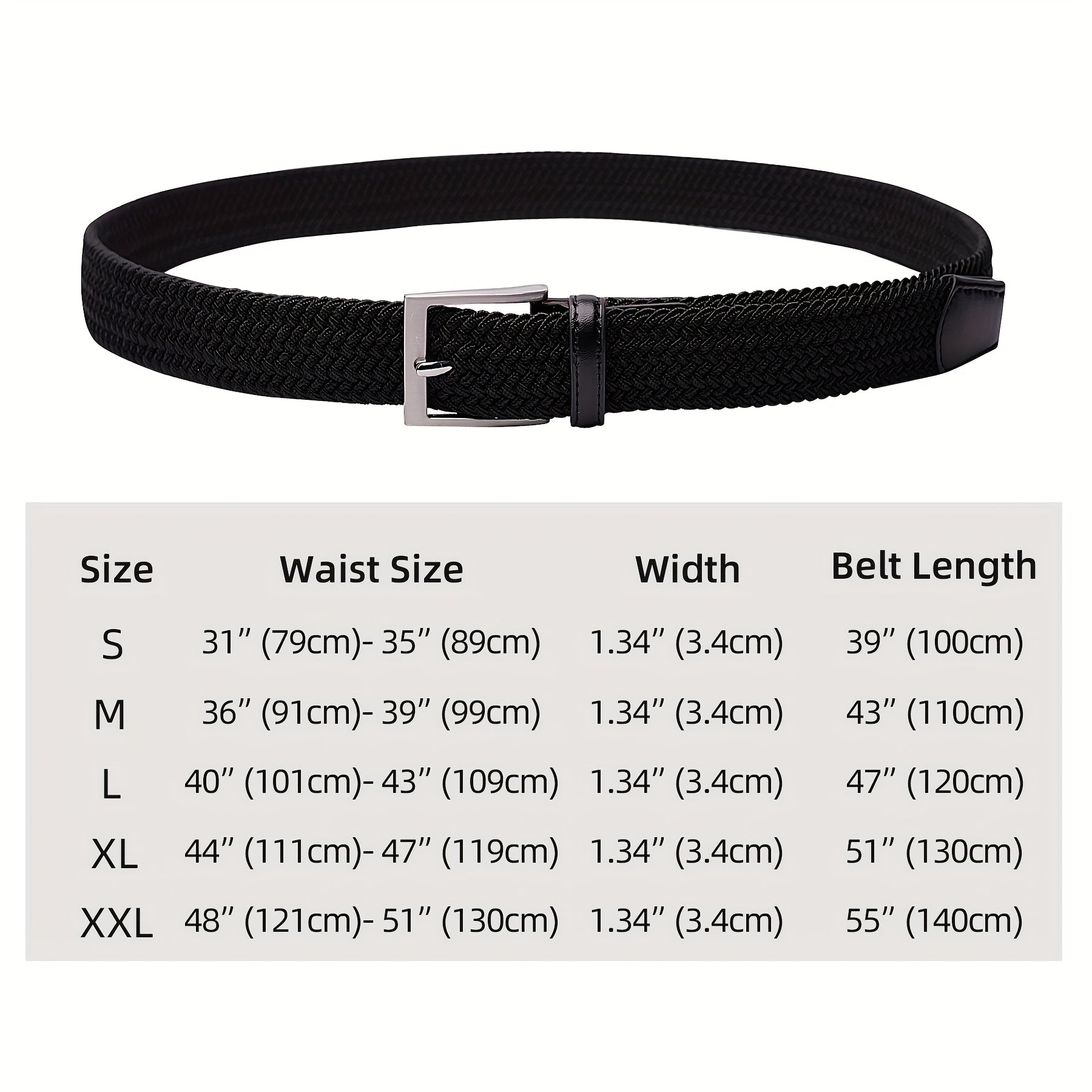 LCG LUCHENGYI Unisex Braided Elastic Belts - Stretch Woven Fabric with Square Buckle for Jeans, Golf Shirts, and Casual Wear - Black, Adjustable Fit, Structured Design, Structured Belt | Sleek Belt Design | Durable Belt Fabri - by PAWFECTWORLDS | PAWFECTWORLDS | , ,
