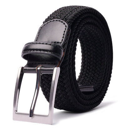 LCG LUCHENGYI Unisex Braided Elastic Belts - Stretch Woven Fabric with Square Buckle for Jeans, Golf Shirts, and Casual Wear - Black, Adjustable Fit, Structured Design, Structured Belt | Sleek Belt Design | Durable Belt Fabri - by PAWFECTWORLDS | PAWFECTWORLDS | , ,