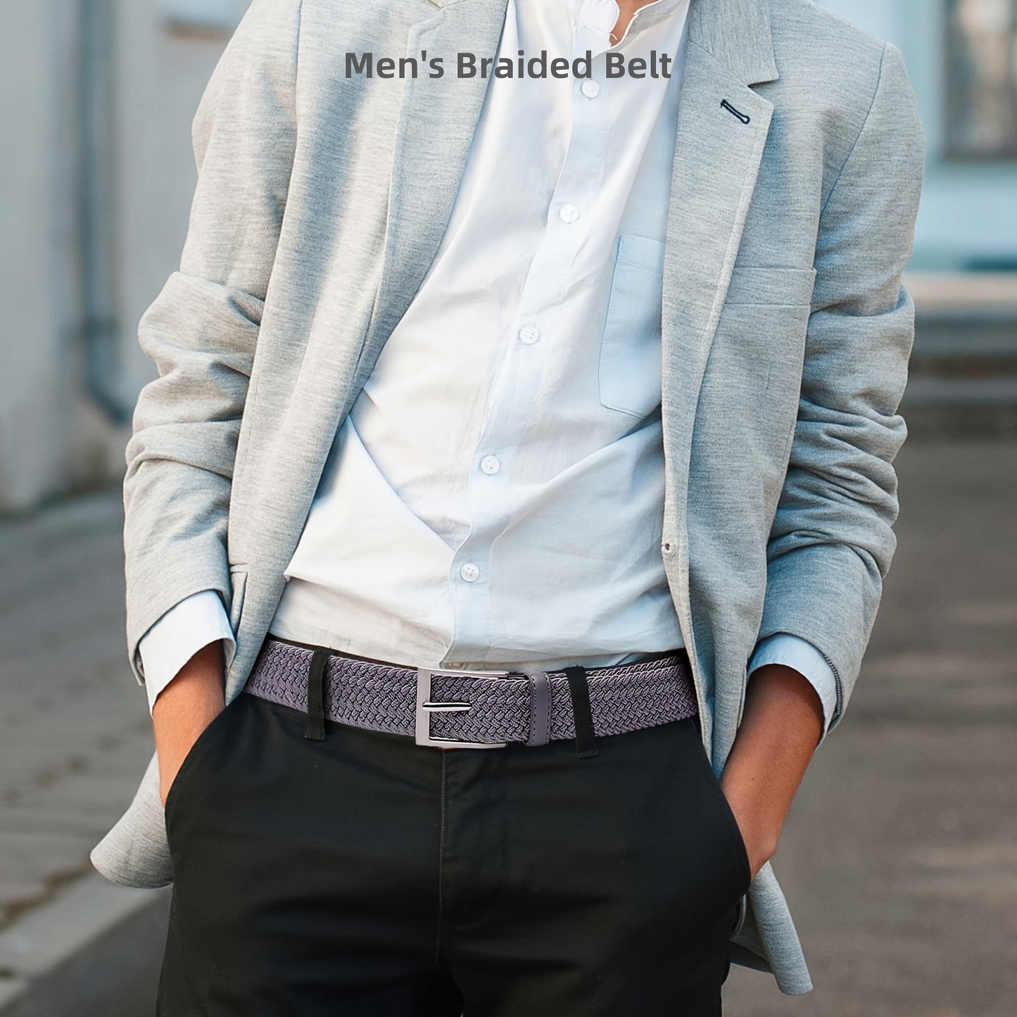 LCG LUCHENGYI Unisex Braided Elastic Belts - Stretch Woven Fabric with Square Buckle for Jeans, Golf Shirts, and Casual Wear - Black, Adjustable Fit, Structured Design, Structured Belt | Sleek Belt Design | Durable Belt Fabri - by PAWFECTWORLDS | PAWFECTWORLDS | , ,