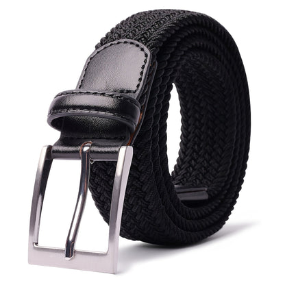LCG LUCHENGYI Unisex Braided Elastic Belts - Stretch Woven Fabric with Square Buckle for Jeans, Golf Shirts, and Casual Wear - Black, Adjustable Fit, Structured Design, Structured Belt | Sleek Belt Design | Durable Belt Fabri - by PAWFECTWORLDS | PAWFECTWORLDS | , ,