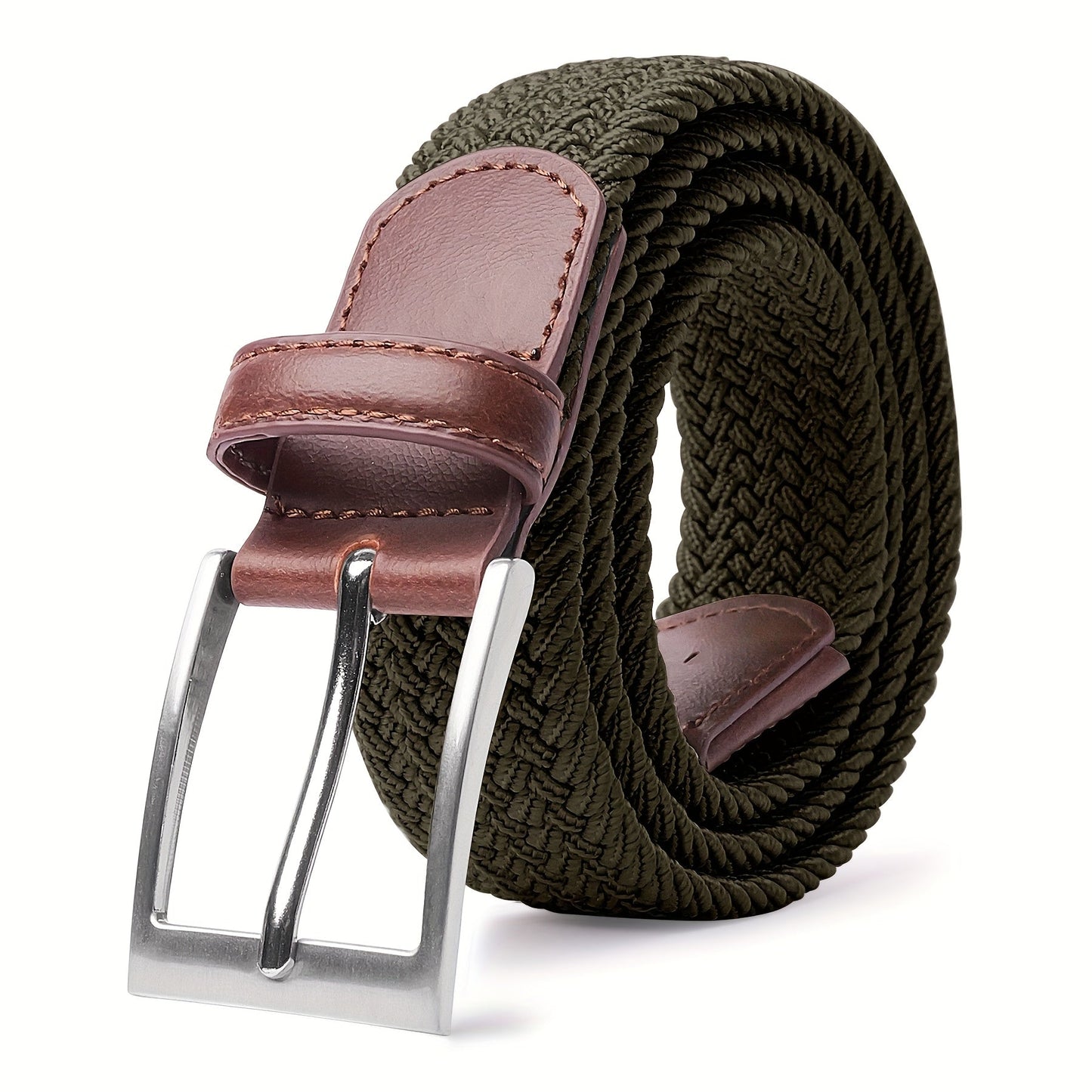 LCG LUCHENGYI Unisex Braided Elastic Belts - Stretch Woven Fabric with Square Buckle for Jeans, Golf Shirts, and Casual Wear - Black, Adjustable Fit, Structured Design, Structured Belt | Sleek Belt Design | Durable Belt Fabri - by PAWFECTWORLDS | PAWFECTWORLDS | , ,