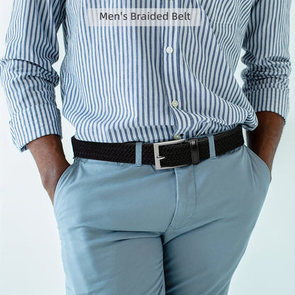 LCG LUCHENGYI Unisex Braided Elastic Belts - Stretch Woven Fabric with Square Buckle for Jeans, Golf Shirts, and Casual Wear - Black, Adjustable Fit, Structured Design, Structured Belt | Sleek Belt Design | Durable Belt Fabri - by PAWFECTWORLDS | PAWFECTWORLDS | , ,